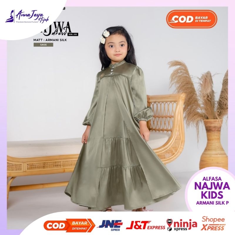 Alfasa Daily Gamis Anak Muslimah Najwa Dress Kids Armani Silk Premium