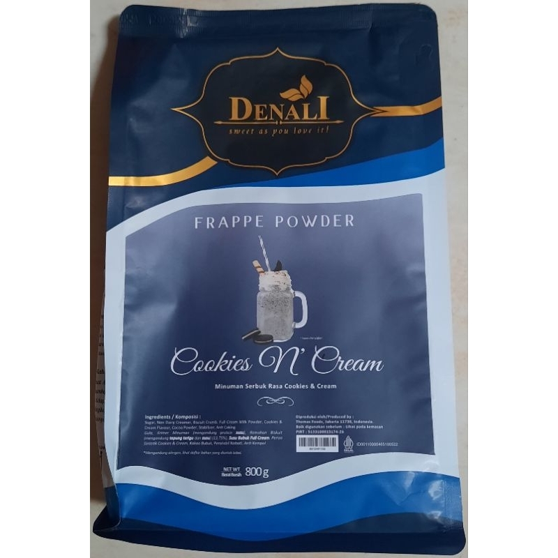 

Denali / DenalI frappe powder COOKIES N CREAM 800 gram ( minuman serbuk rasa cookies & cream )