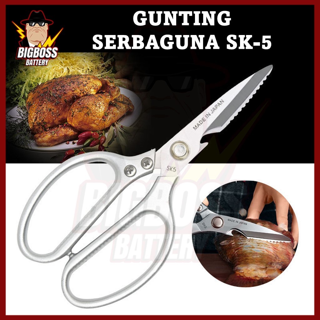 Gunting Dapur Japan SK-5 Gunting Dapur Tajam Stainless Steel Kitchen Shear Cutting Scissors Super Ku