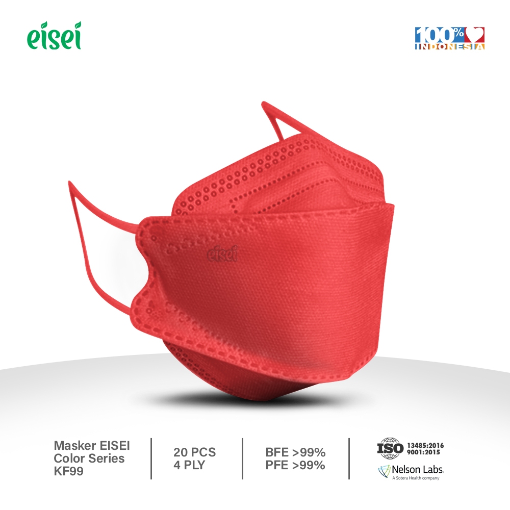 EISEI UP Masker Medis KF99 4 Ply Colour Series Red isi 20 Mask