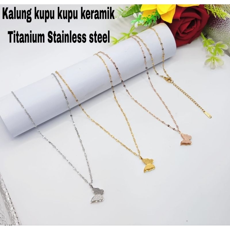 Kalung Kupu Kupu Bahan Titanium Kalung Wanita