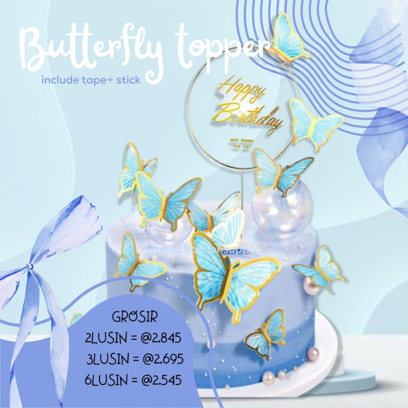 

STIKER KUPU KUPU / Topper kue / CAKE TOPPER BUTTERFLY / HIASAN KUE ULANG TA