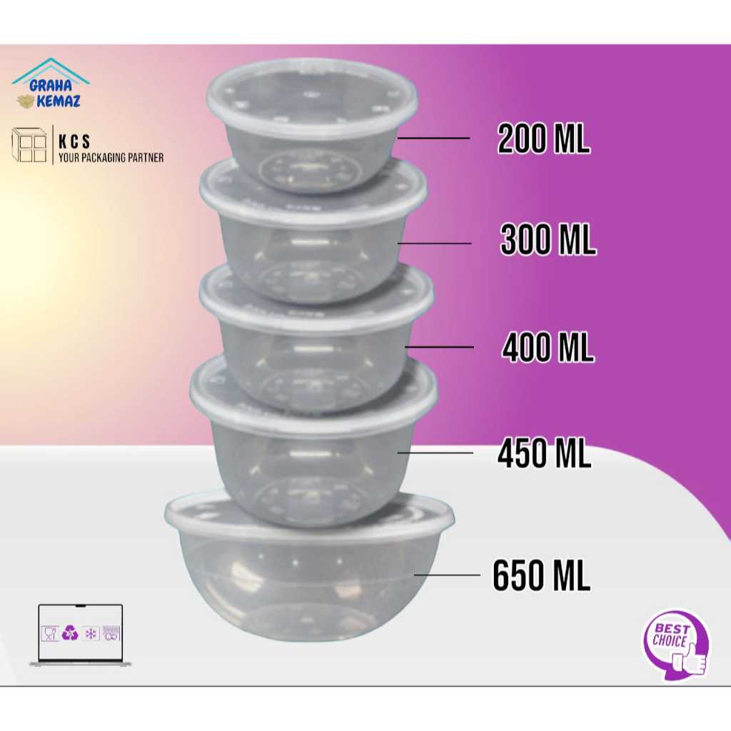 THINWALL ROUND BOWL KCS 200 ML isi 25 pcs, kemasan makanan