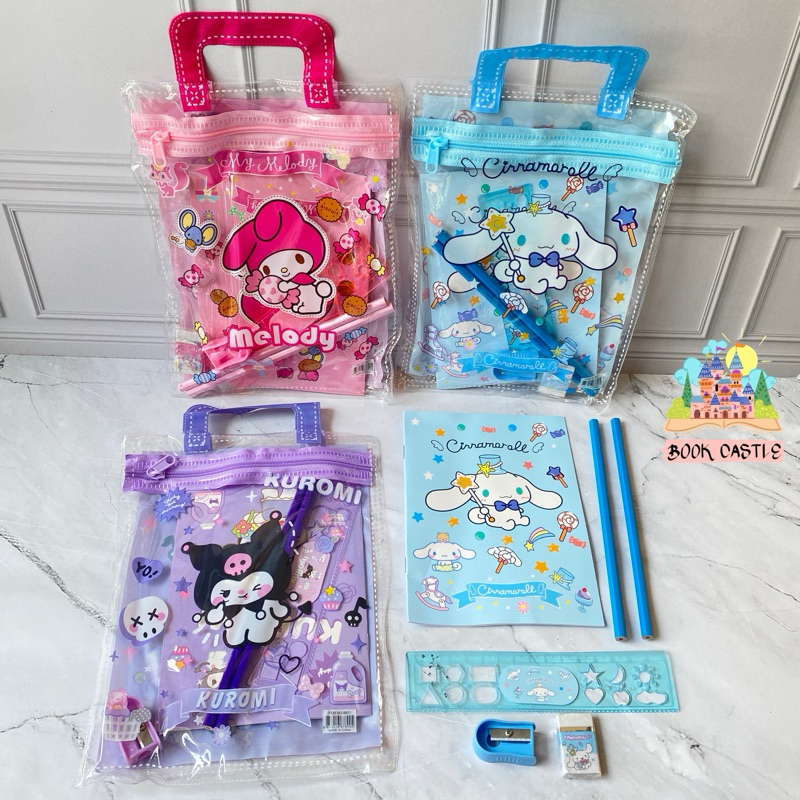 

Pouch set tenteng PVC buku tulis pensil penggaris sanrio cinamoroll melody kuromi