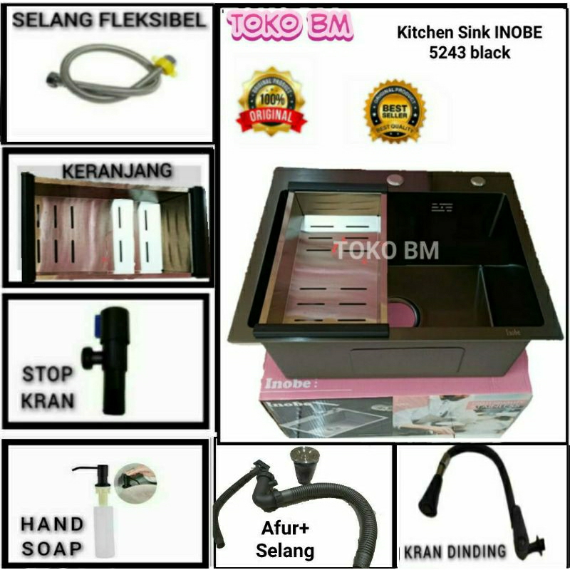 kitchen sink jkm 5243 hitam doff/sink jkm 5243 black stainless sus 304