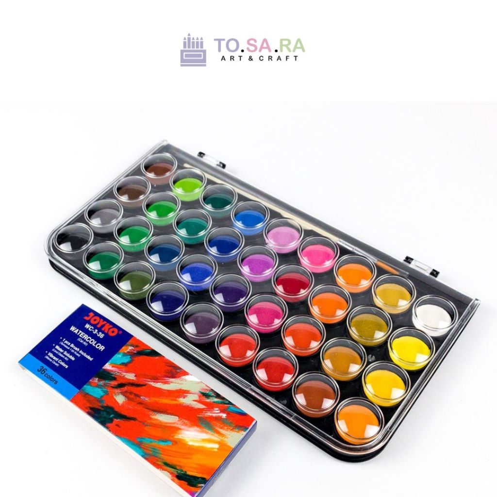 

Cat Air Padat Cake Blocks Solid Watercolor Set 36 Warna Colors Joyko WC-3-36
