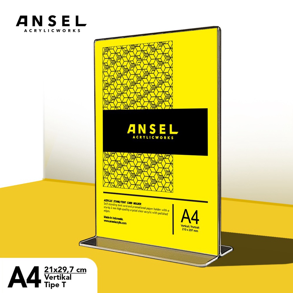 

KODE E2V4 ANSEL Tent Holder Akrilik Tipe T A4 Vertikal 21x297 cm Acrylic Display