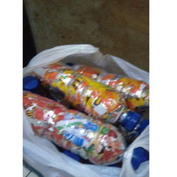 ecobrick botol Aqua ukuran 600 ml berat 200 gram