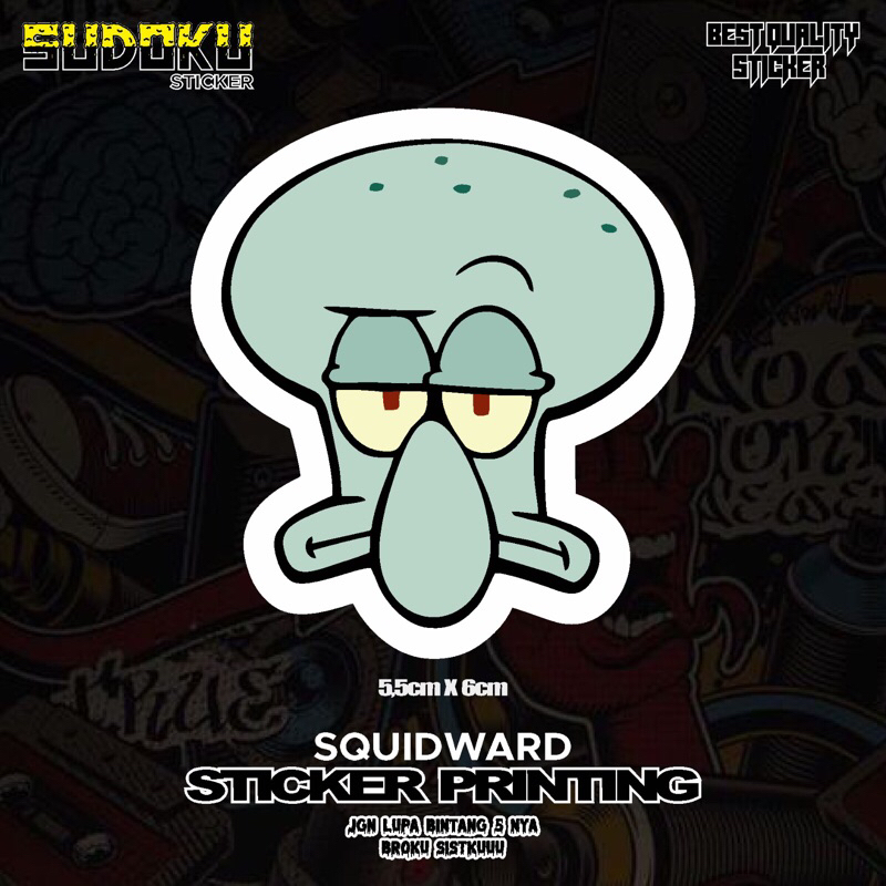 

STICKER STIKER PRINTING KEPALA SQUIDWARD KARTUN SPONGEBOB LUCU VIRAL