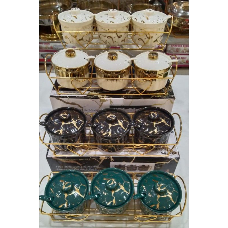 Tempat sambal/Bumbu Keramik + Rak Motif Marmer Fiorenza 812Q