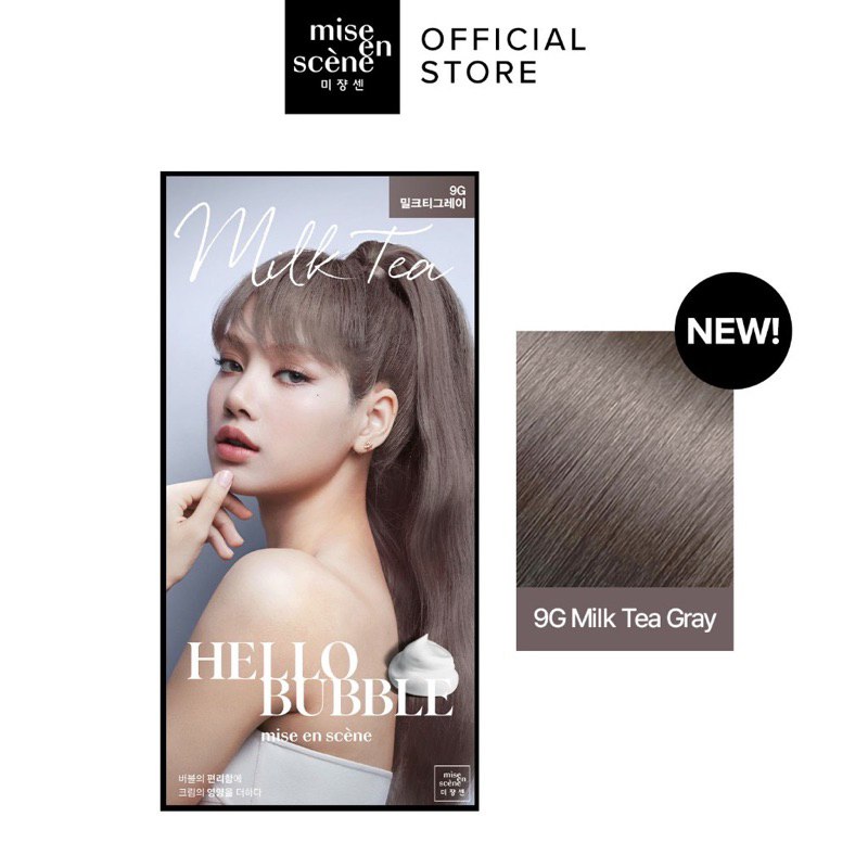 mise en scene Hello Bubble 9G Milk Tea Gray - Hair Color New 2024 - Pewarna Rambut Bubble Foam Warna