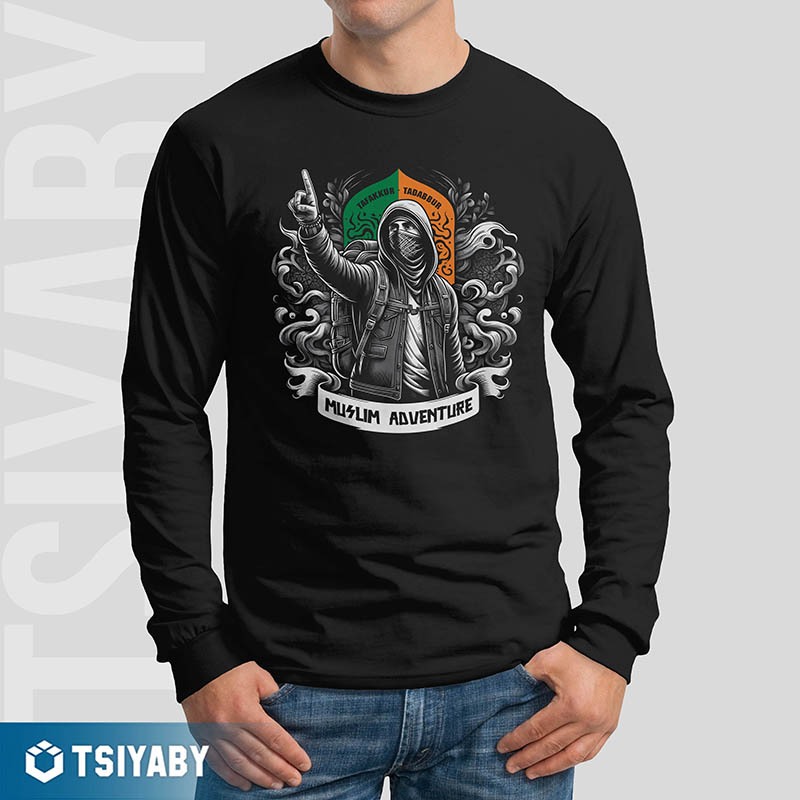 Muslim Adventure - Kaos Dakwah Pria Lengan Panjang Distro Islami Tsiyaby