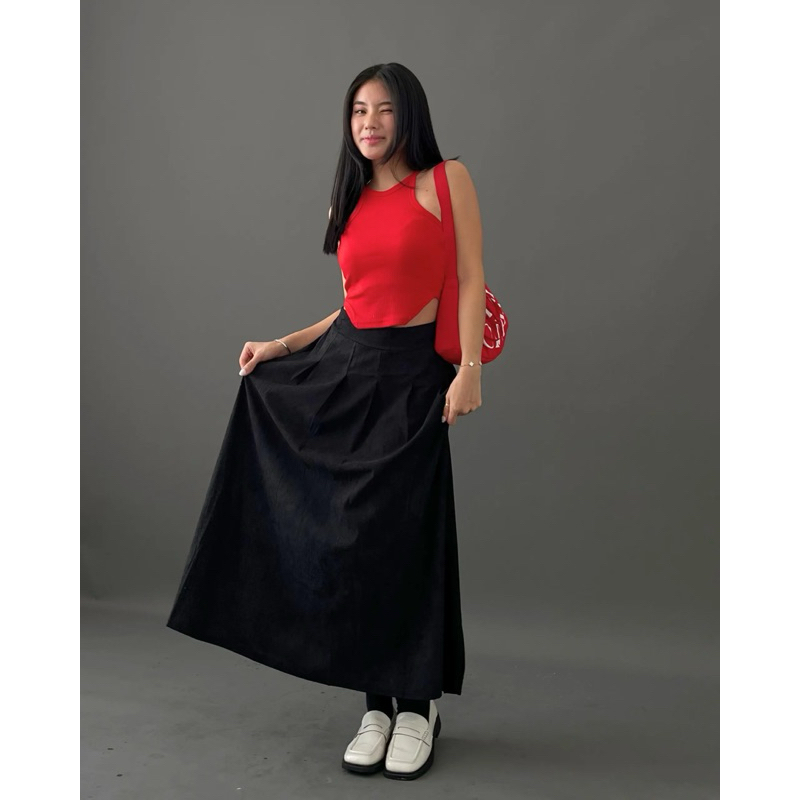 ALODIA - Austine Long Corduroy Skirt