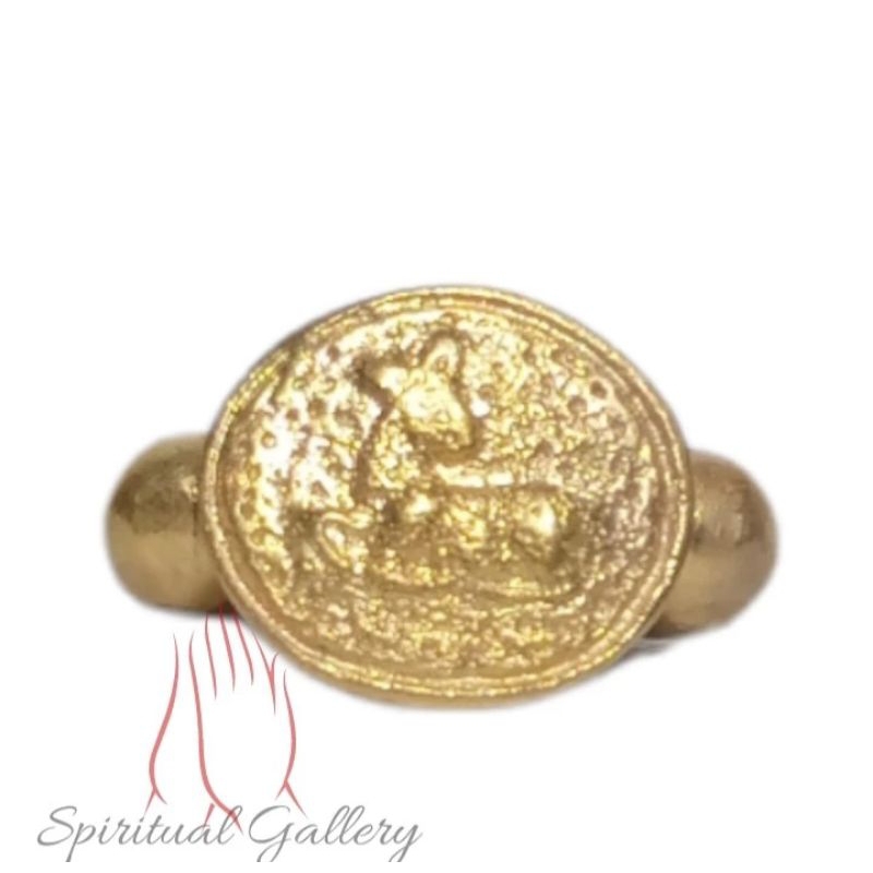 Cincin Perunggu Gold Plate 24k Menjangan Majapahit Antik