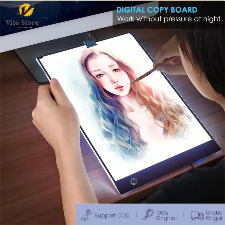 

KODE F46E CODA3A4 LED Drawing Tracing Board Stensil Board Papan Jiplak Gambar LED Anak Dewasa Copy Board Papan LED Light Pad Ultra Slim
