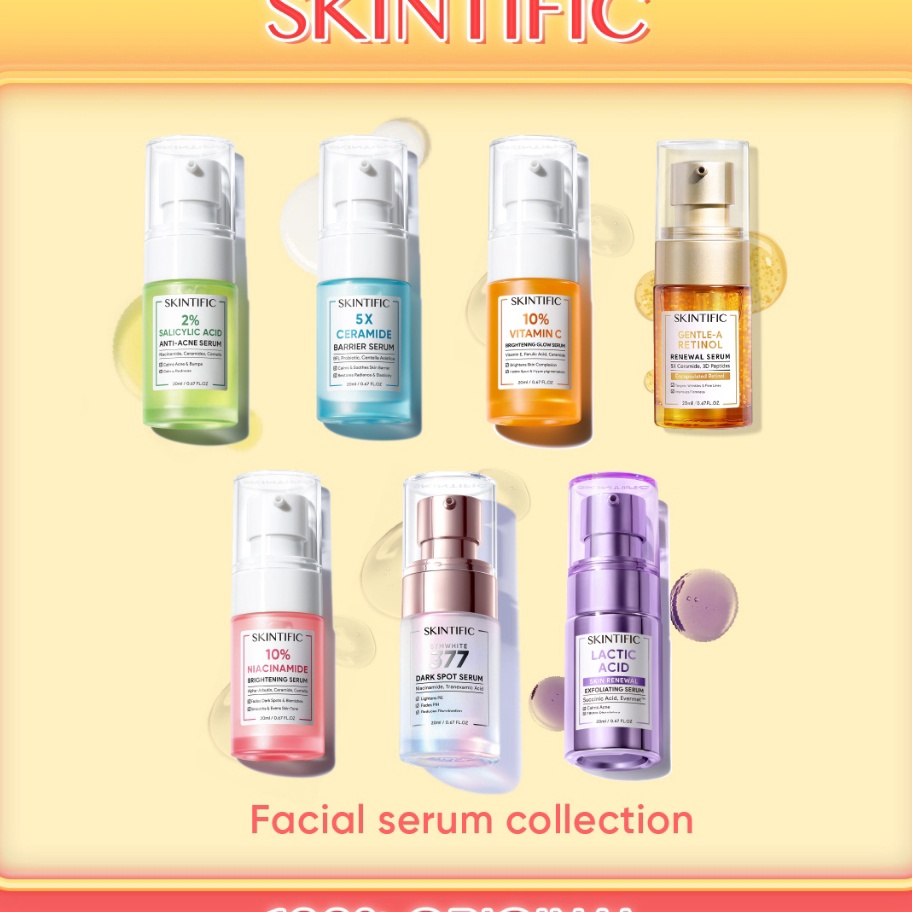 MEGA SALE SKINTIFIC Facial Serum Glowing  Skincare Wajah Face Serum Niacinamide Brightening Serum Mi