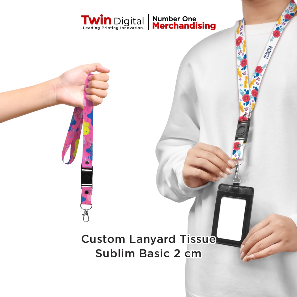 

KODE M98J Twindigital Tali ID Card Custom Design Stopper Kalung Gantungan Name Tag Lanyard Tissue Sublime Basic 2 cm