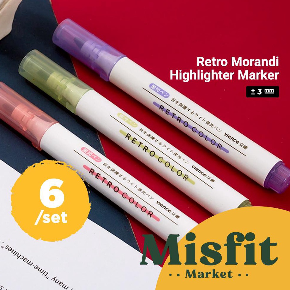 

KODE R98J Retro Morandi Highlighter Marker Set of 6