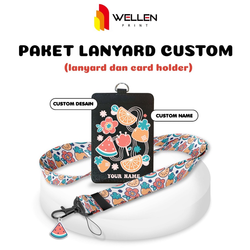 

KODE W69D WELLEN PRINT Cetak 1 Set Paket Lanyard Aesthetic Custom Nama Print Gantungan Holder ID Card Name Tag Motif