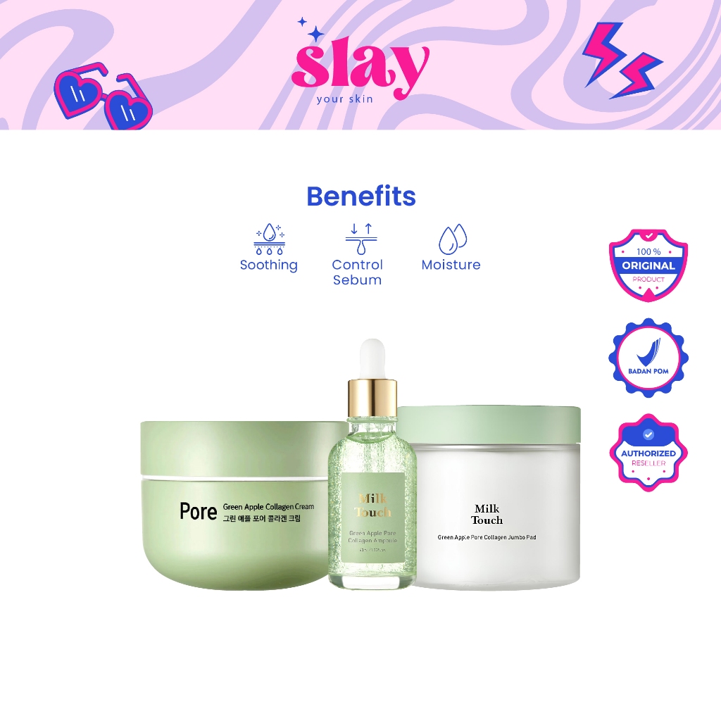 slayourskin [Milk Touch] Green Apple Pore Collagen Line (Ampoule Serum, Cream, Toner Pad)