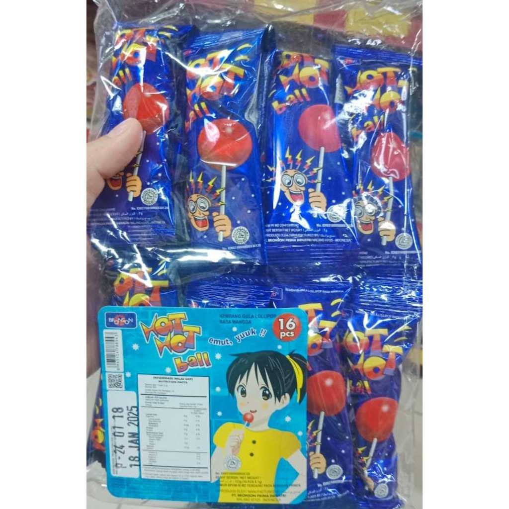 

PERMEN TANGKAI HOT HOT BALL/PER PACK/ISI 16PCS/CANDY/SUGAR