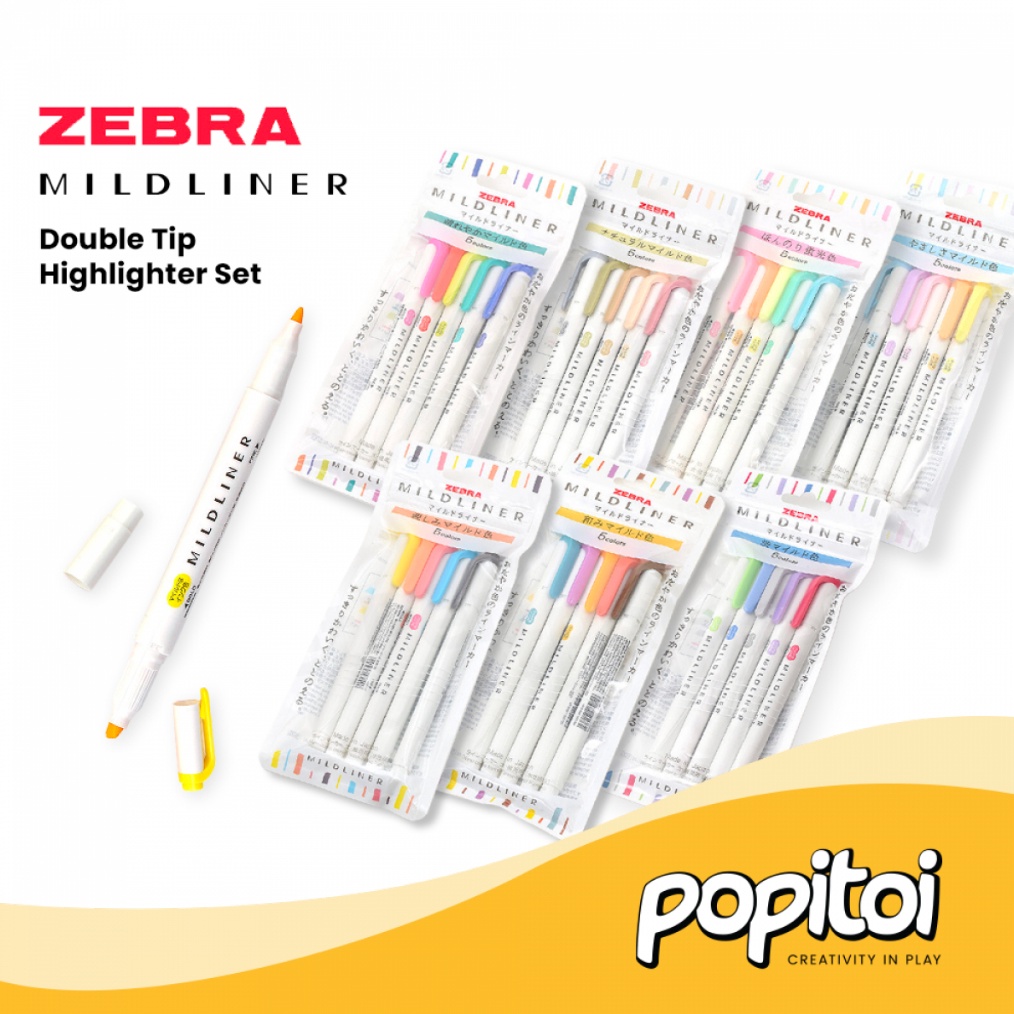 

KODE A65K Zebra Mildliner SET Double Tip Highlighter Midliner Pastel Marker