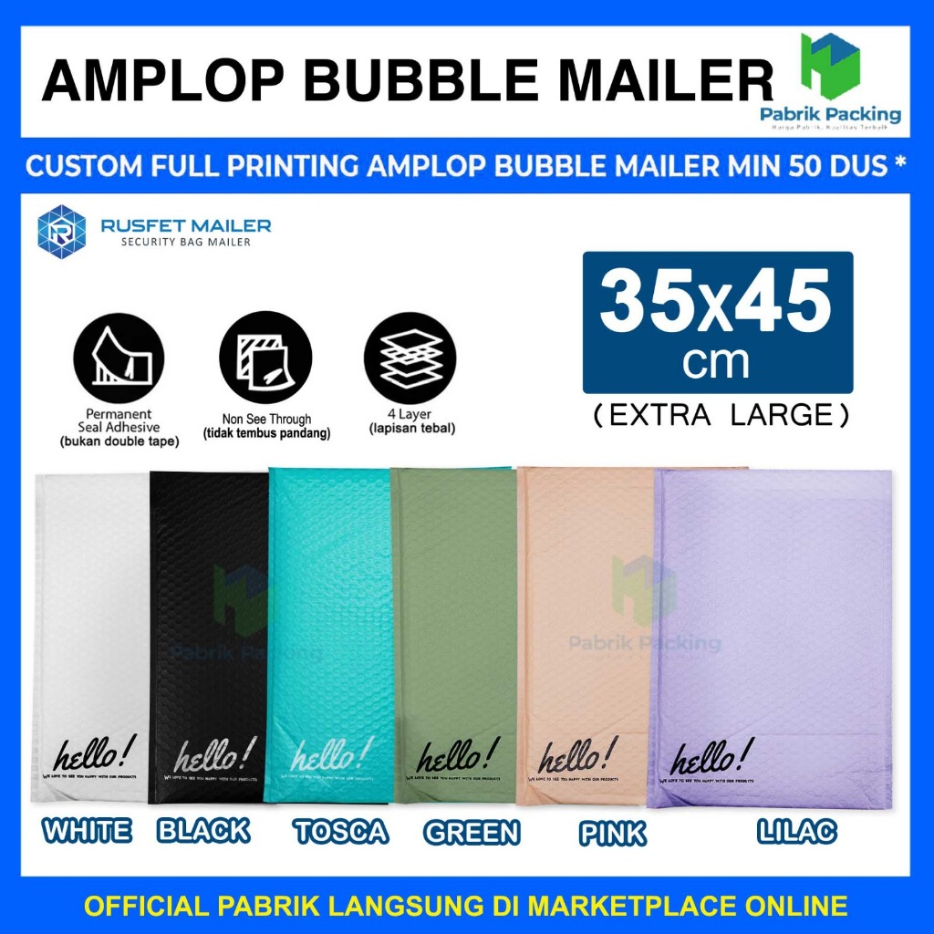 

Amplop Bubble Packing Bubble Mailer Envelope Bag 35x45cm Rusfet Satuan