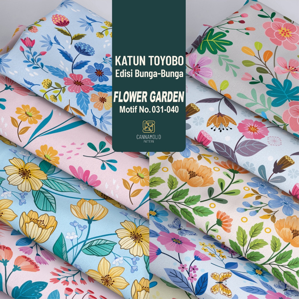Kain Toyobo Motif BUNGA FLORAL | Lebar 145cm | FLOWER GARDEN 31-40