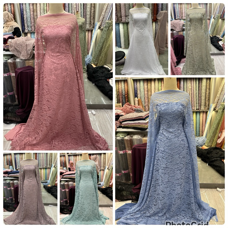Kain brokat lace / Kain brukat salur / Kain kebaya Nikita / bahan kain brokat kebaya
