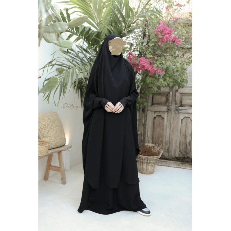 Zayna FK set formal black Ditsy Moslem