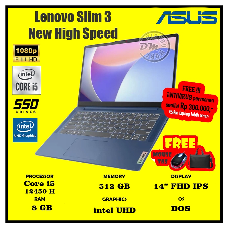 LENOVO IDEAPAD SLIM 3 Core i5 12450H 8GB 512GB W11 OHS