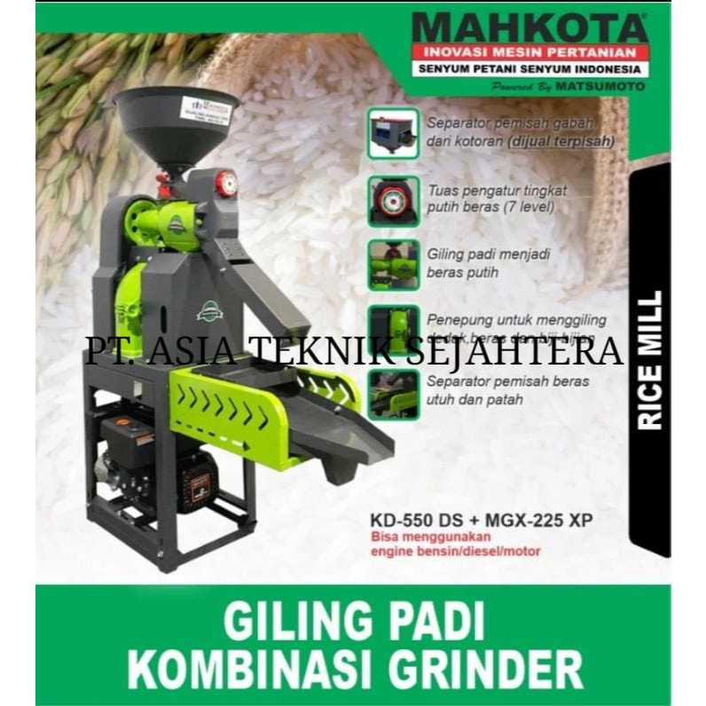 Mesin Giling Padi Kombinasi Grinder KD-550 DS Mahkota