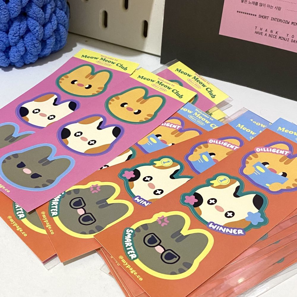 

MYPAGE Meow Meow Club Waterproof Sticker Sheet / Stiker Kiss Cut Kucing