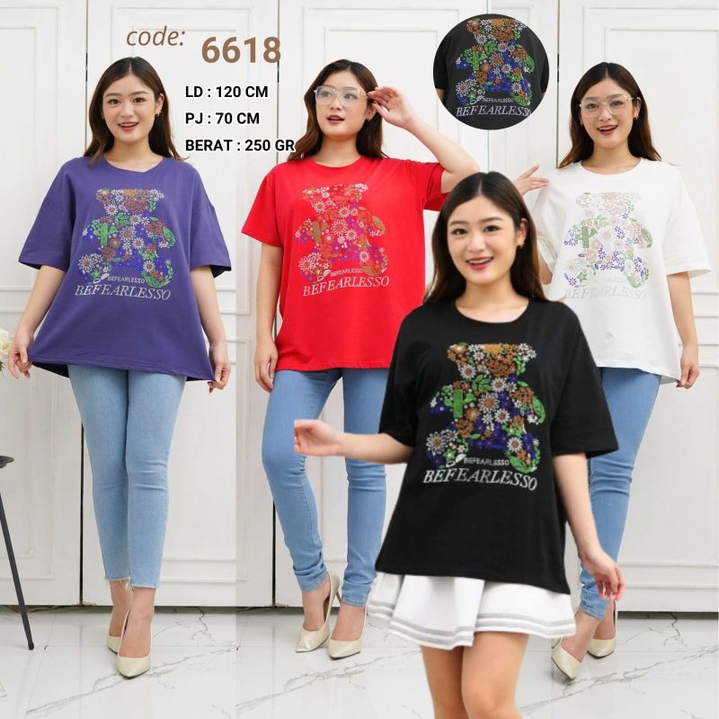 KAOS MOTE BERUANG BUNGA/KAOS KATUN/KAOS BANGKOK/KOREA/ KAOS OVERSIZE/LD120/ATASAN WANITA KEKINIAN/TE