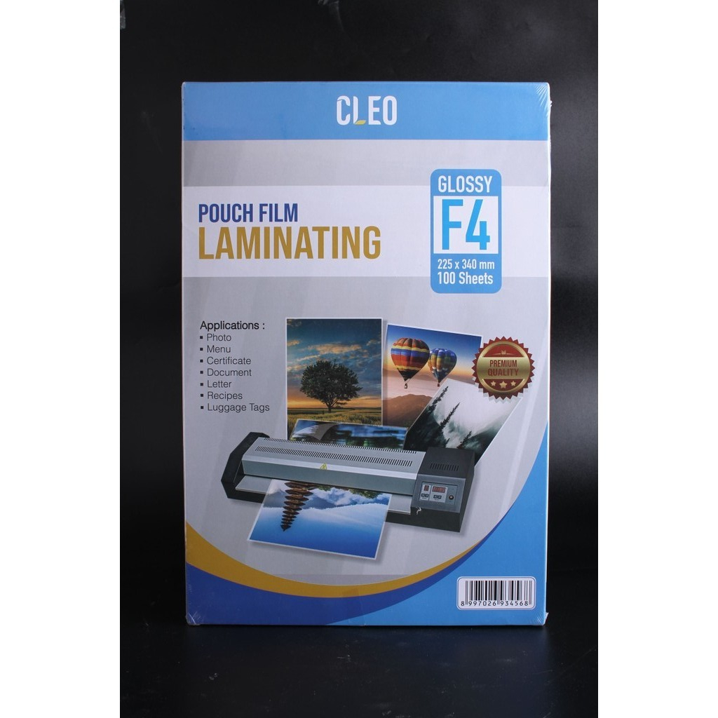 

TAB SHOP - CLEO LAMINATING POUCH 100MIC F4 100 SHEETS