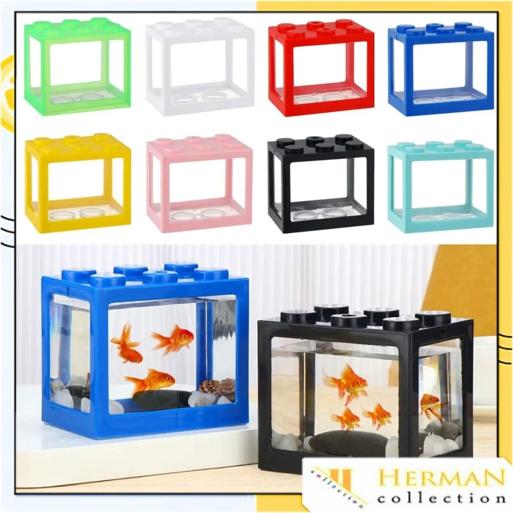 HC Akuarium Ikan Hias Akrilik Aquarium Mini Acrylic 12x8cm Akuarium Block Ikan Cupang Kura-kura Kota