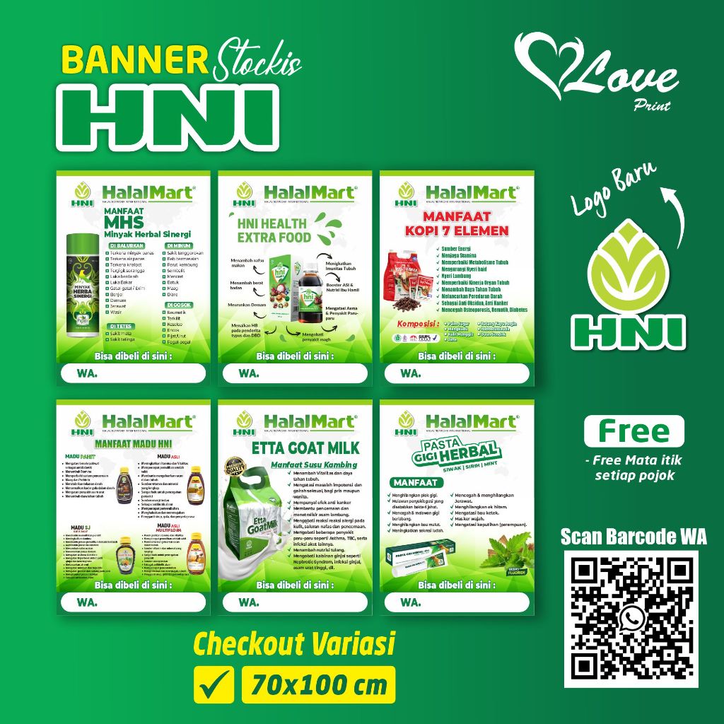 Spanduk Banner Agen HNI Halal Mart ( logo baru )
