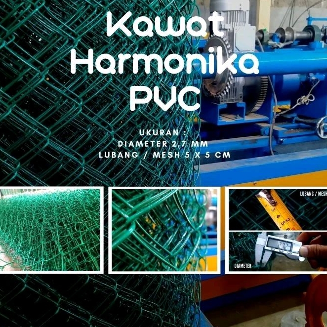 kawat pagar harmonika Lapis PVC diameter 2.7 mm lubang 6 x 6 cm