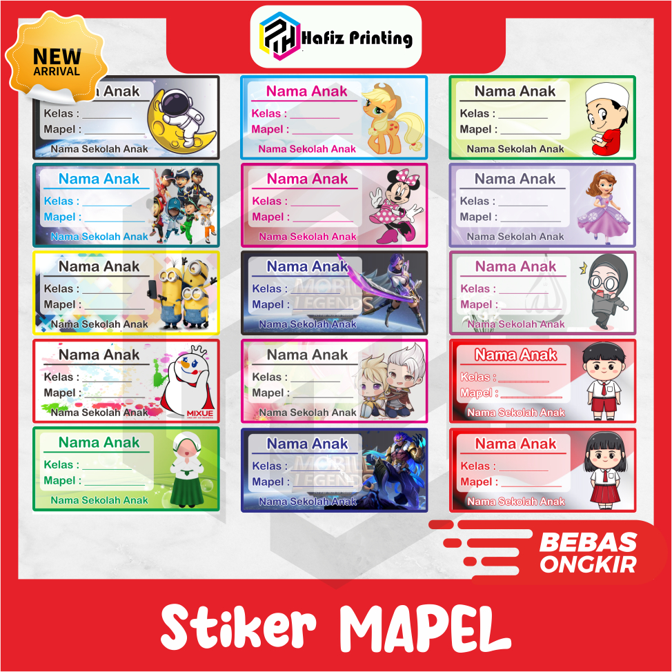 

Stiker label nama buku / label nama buku tulis isi 24 pcs custom