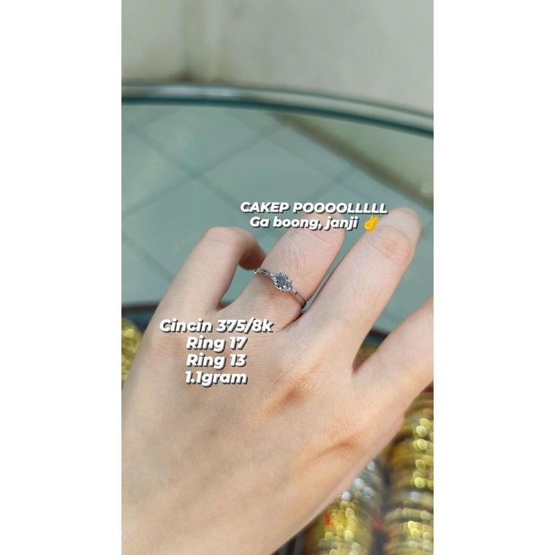 CINCIN EMAS PUTIH 375/8K CINCIN EMAS PUTIH ASLI CINCIN EMAS MUDA CINCIN EMAS PUTIH TUNANGAN CINCIN E