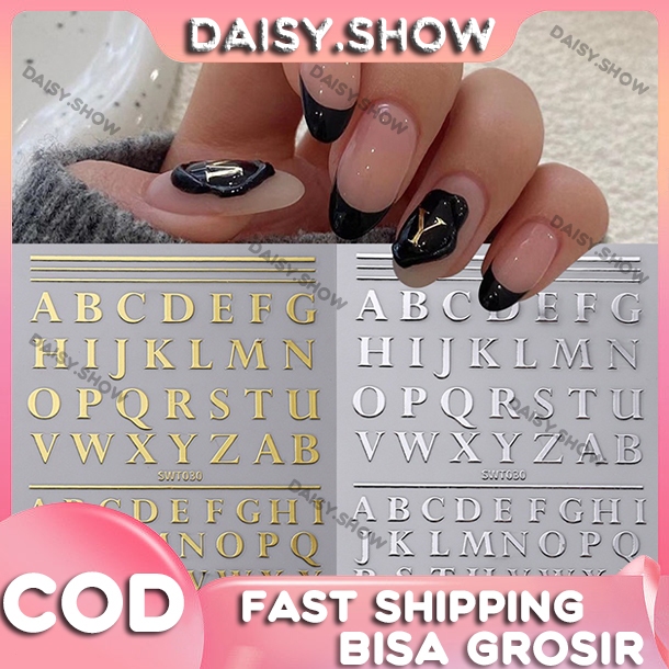Stiker Kuku Huruf Sparkle Sticker Nail Art 3D Sparkle Stiker Untuk Dekorasi Manicure Nail Art DIY