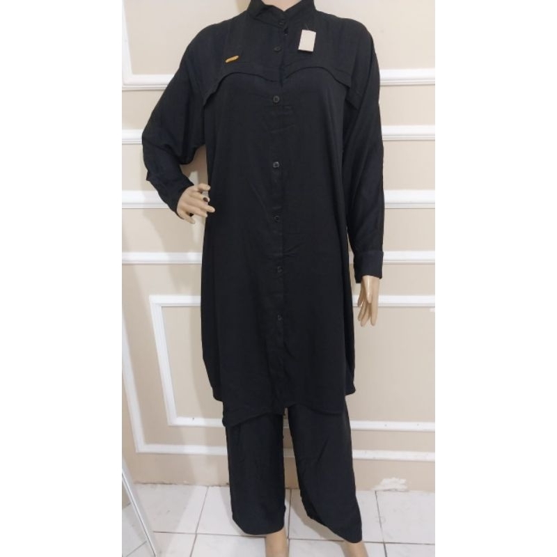 ONE SET LONG TUNIK RAYON TWILL / SETELAN WANITA LD 120 / Setcel