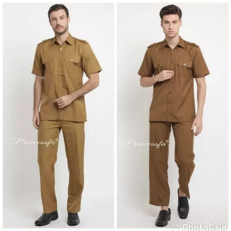 Seragam Safari ASN Pria Baju Dinas PDH Pria Seragam PNS Safari Pria Baju Dinas Pemkot Pria Seragam P