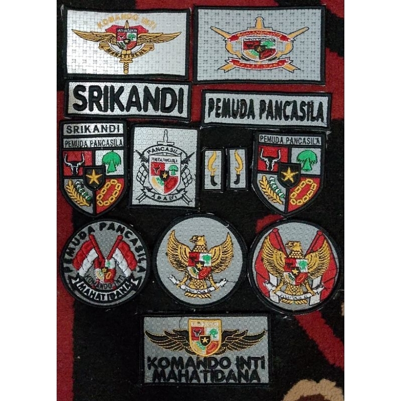 LOGO ATRIBUT BORDIR timbul  PEMUDA PANCASILA NYALA ,  bordir nama LIGHT, 3M, logo timbul