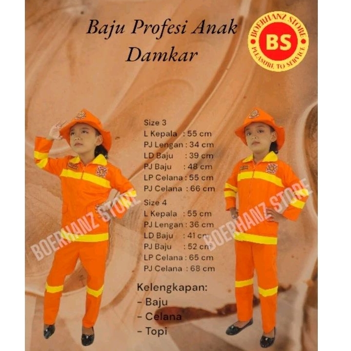 Baju Profesi Anak TK Pemadam Kebakaran