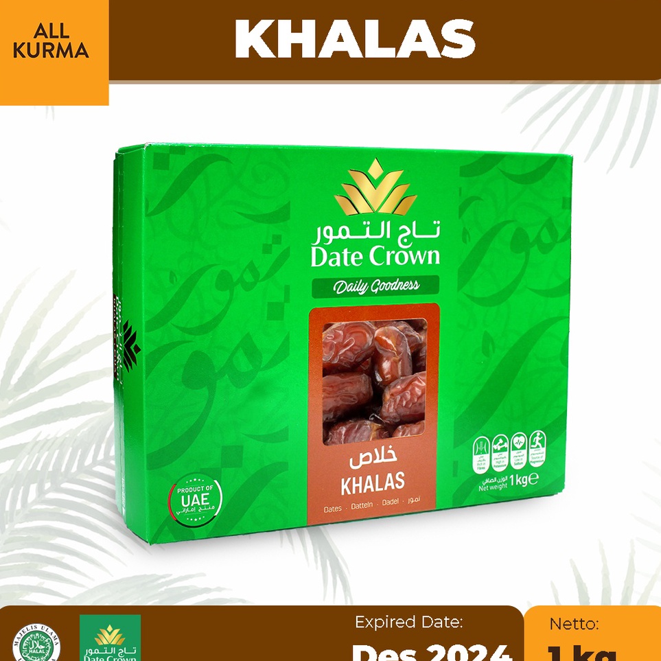 

Promo Date Crown Kurma Khalas 1kg dari UAE in Box