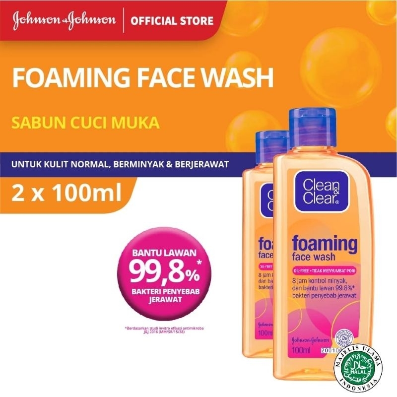 Clean and Clear Foaming Face Wash 100 ml | Clean And Clear Pencuci Wajah