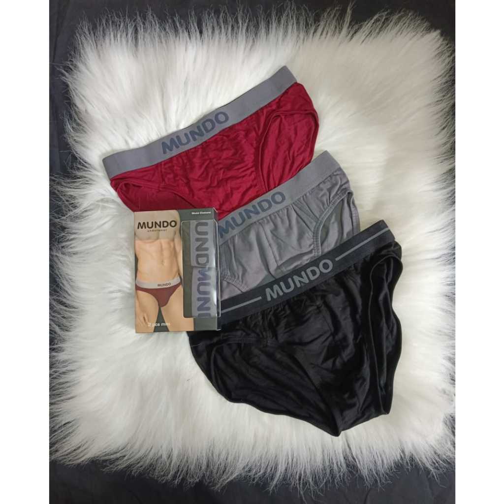 3 Pcs Celana dalam CD sempak pria Mundo brief bahan adem Termurah MODEL karet pinggang bokser