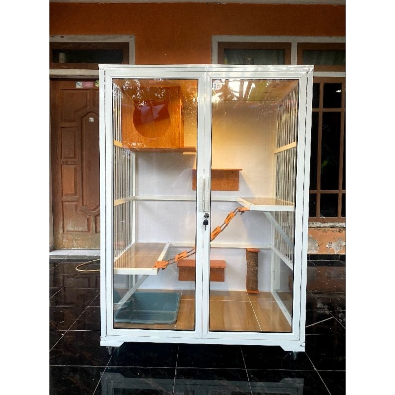 kandang kucing alumunium premium ukuran PxLxT 90x60x120