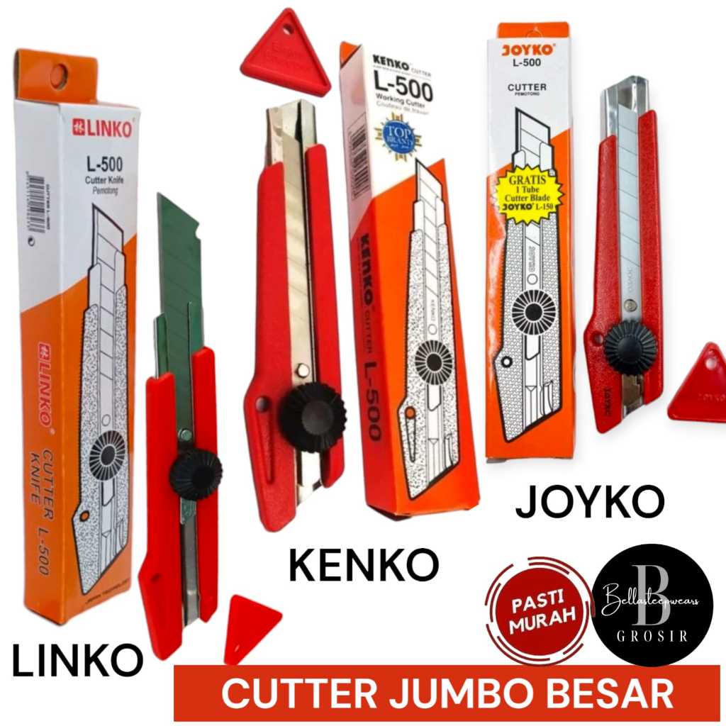 

BELLA - Cutter Besar L-500 LINKO / CUTTER JUMBO Pemotong Kertas Kardus Serbaguna / Cutter Blade L-500 Murah